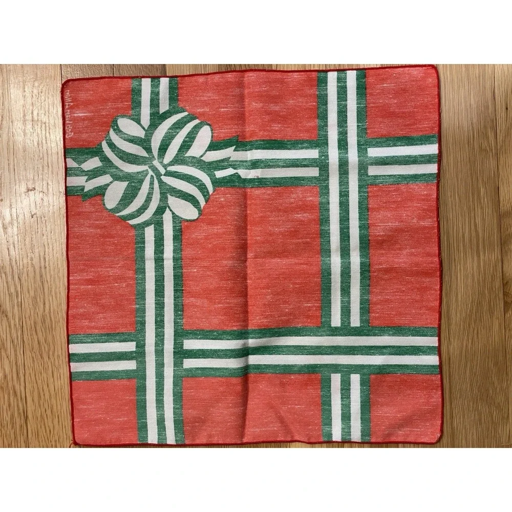 Vintage Bob Van Allen Christmas Napkin Bow Gift Red Green Holiday Single 1 Count